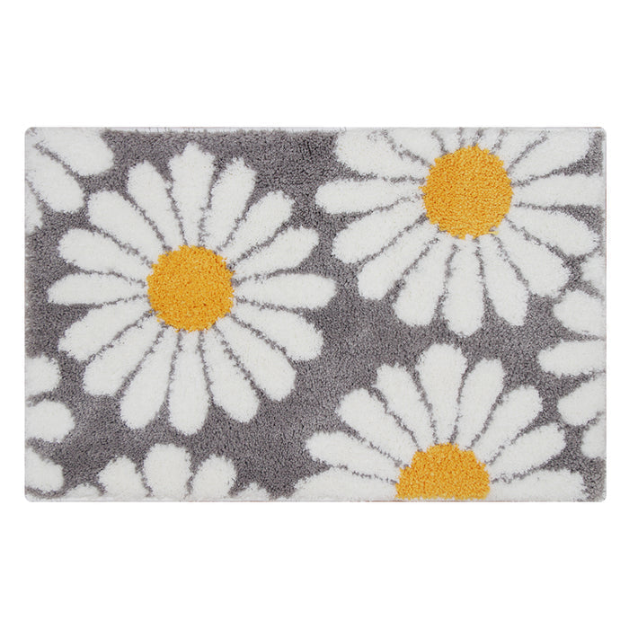 Sweet Daisy Purple Bath Mat 16x24 Inch Non-Slip Bathroom Carpet by Feblilac