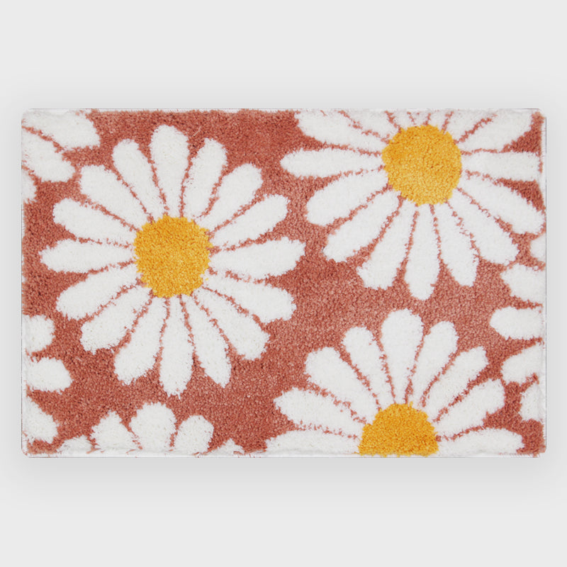 Sweet Daisy Purple Bath Mat 16x24 Inch Non-Slip Bathroom Carpet by Feblilac