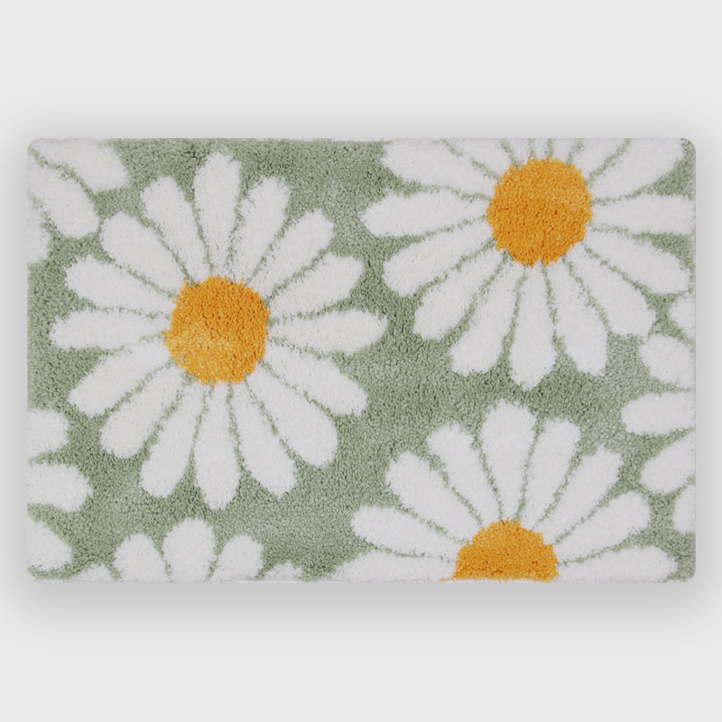 Sweet Daisy Purple Bath Mat 16x24 Inch Non-Slip Bathroom Carpet by Feblilac