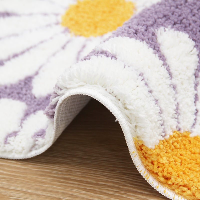Sweet Daisy Purple Bath Mat 16x24 Inch Non-Slip Bathroom Carpet by Feblilac