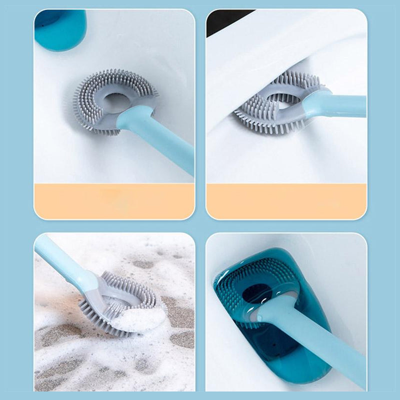 Lollipop Silicone Toilet Brush with Soft Flexible TPR Head for Scratch-Free Cleaning