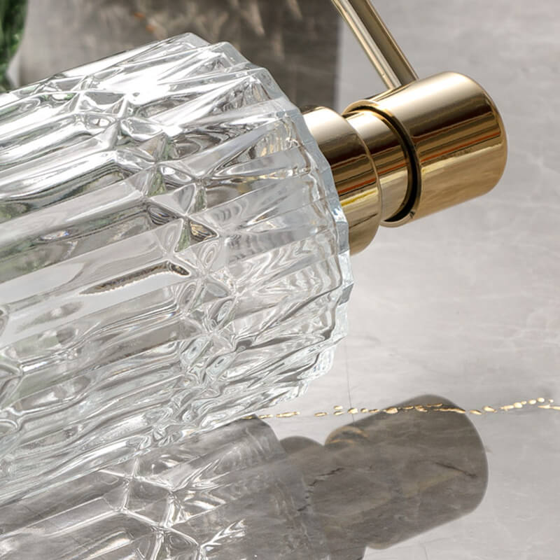 Diamond Pattern Glass Soap Dispenser 390ml Elegant Home Decor