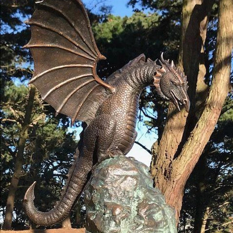Draconis | Fire-Breathing Dragon Fountain Sculpture for Outdoor Decor
