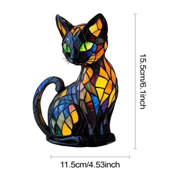 FelineGlow | Charming Artistic Stained Glass Table Lamp for Bedroom or Living Room