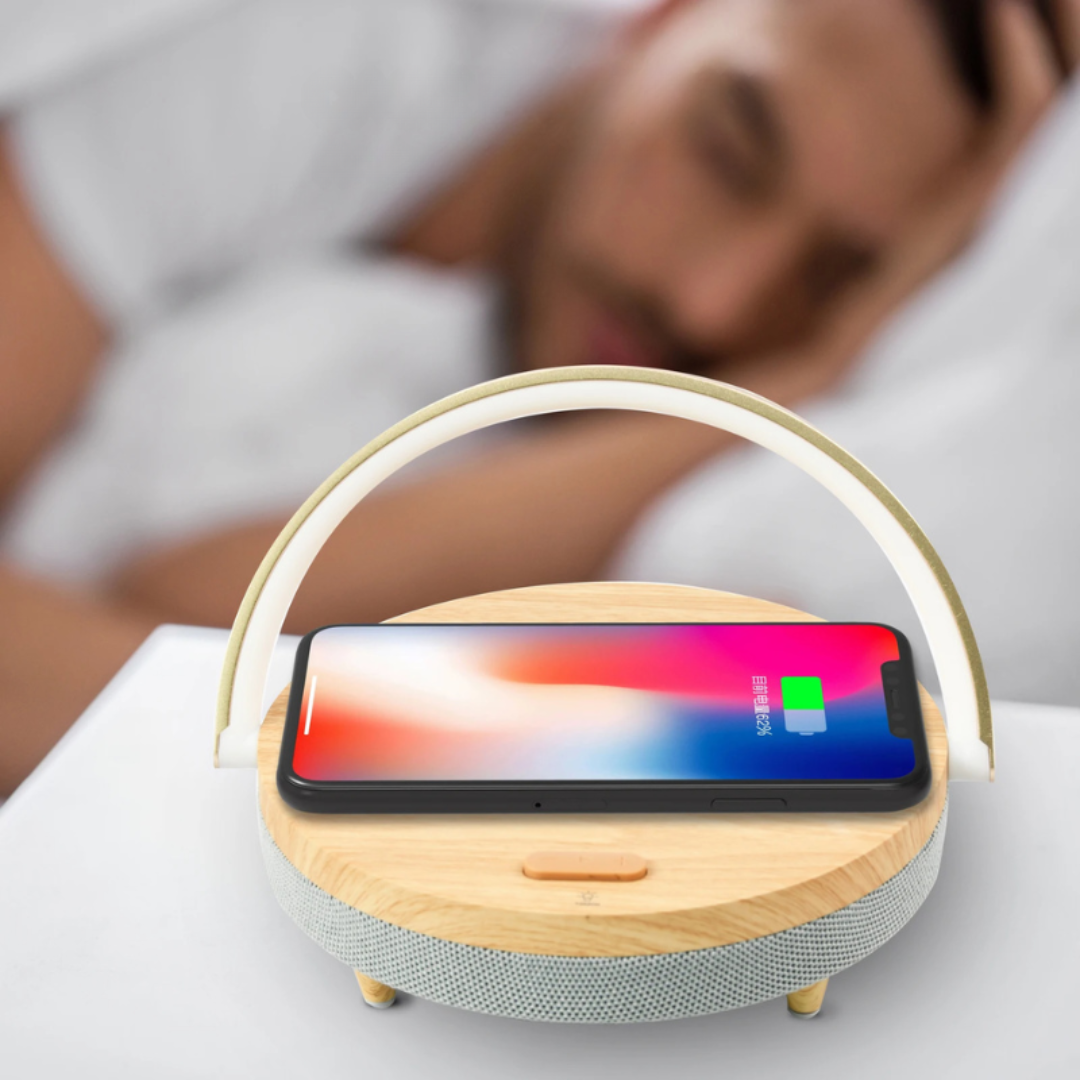 SonoGlow | Modern Multifunctional Table Lamp with Wireless Charger & Speaker