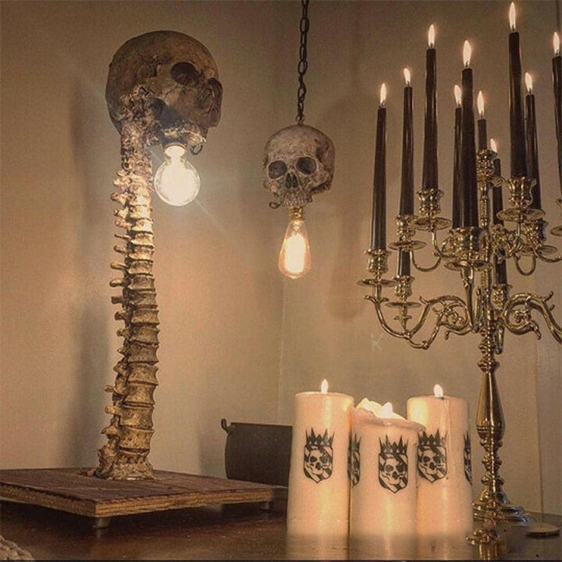 MacabreGlow | LED Skull Spine Table Lamp for Gothic Home Lighting