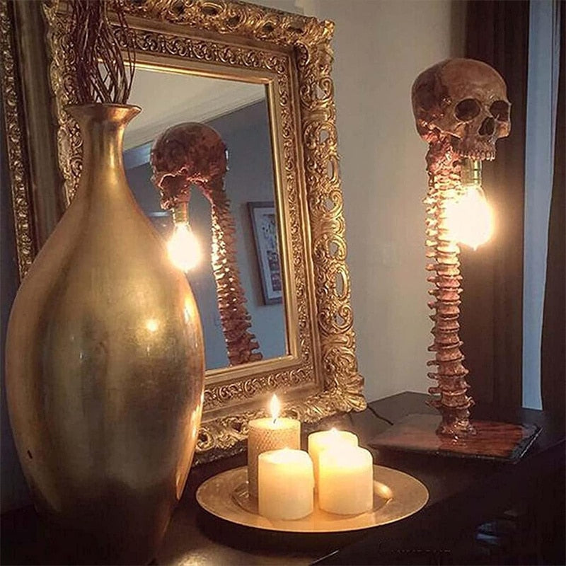 MacabreGlow | LED Skull Spine Table Lamp for Gothic Home Lighting