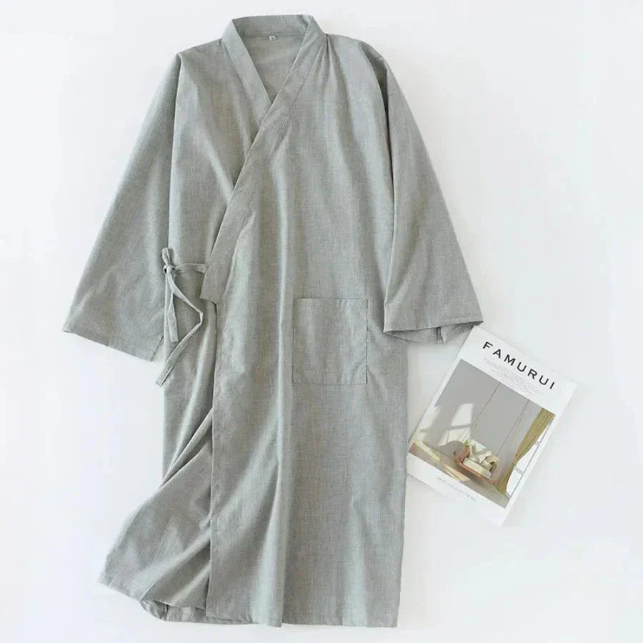 SleepRobe 2024 Cotton Men’s Nightgown – Comfortable Breathable Kimono Style