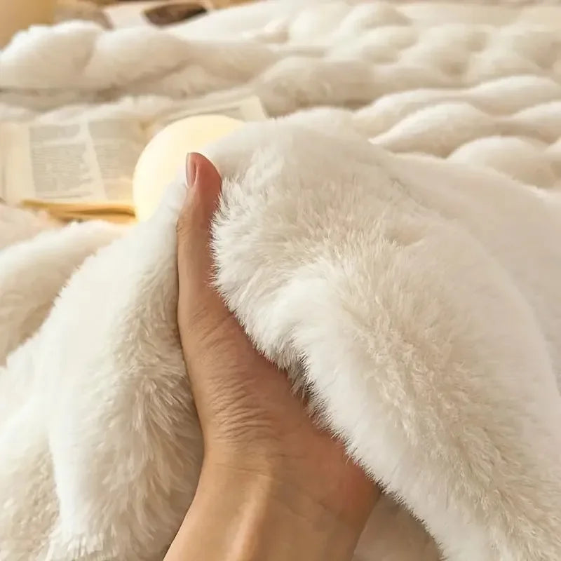 PlushCozy Reversible Faux Fur Winter Blanket – Soft, Warm, Machine Washable Throw