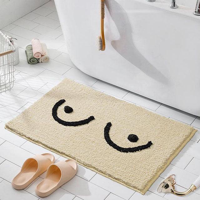 Anti-Slip Plush Bath Mat with Breast Design, Quick-Drying and Comfortable