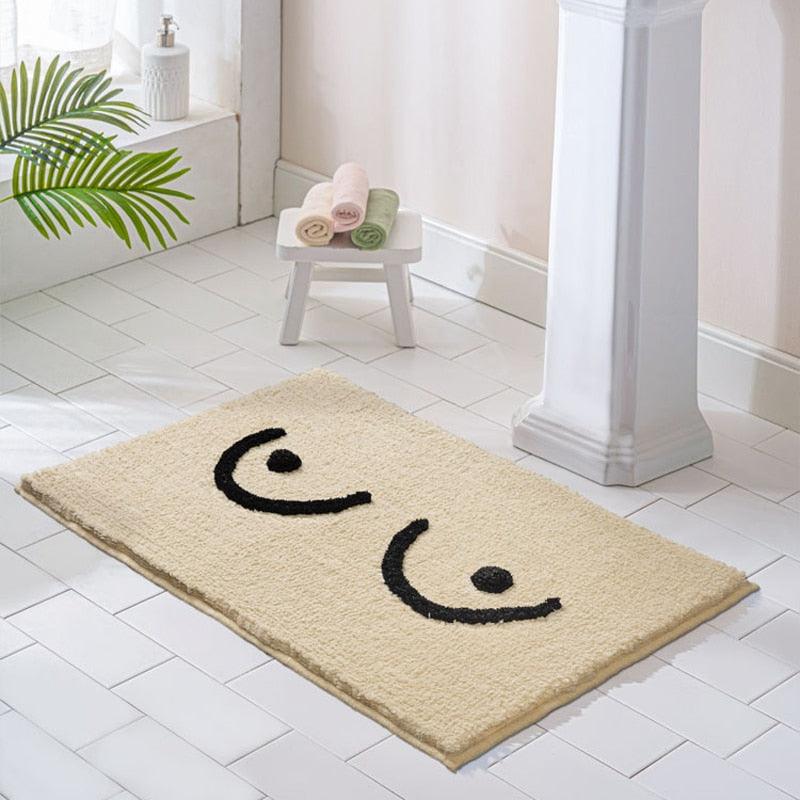 Anti-Slip Plush Bath Mat with Breast Design, Quick-Drying and Comfortable