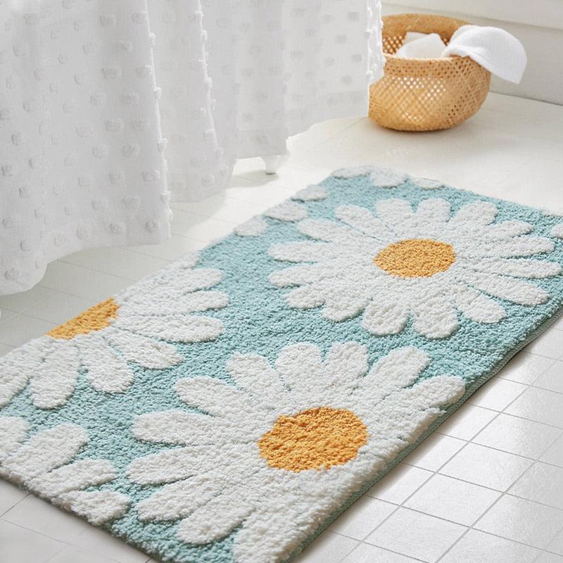 Daisy Bloom Bath Mat – Soft, Absorbent, Non-Slip Floral Bath Rug