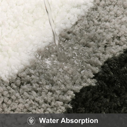 Black Gradient Non-Slip Plush Bathroom Bath Mat with Irregular Shape