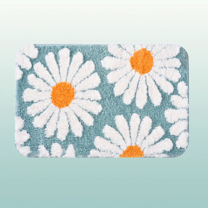 Sweet Daisy Purple Bath Mat 16x24 Inch Non-Slip Bathroom Carpet by Feblilac