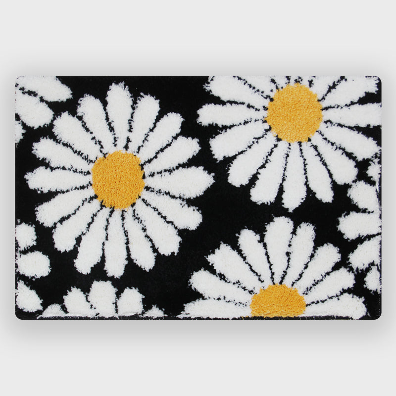 Sweet Daisy Purple Bath Mat 16x24 Inch Non-Slip Bathroom Carpet by Feblilac