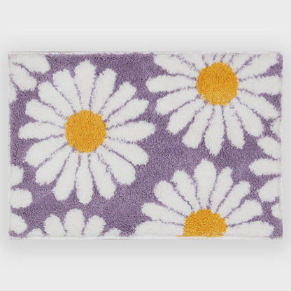 Sweet Daisy Purple Bath Mat 16x24 Inch Non-Slip Bathroom Carpet by Feblilac