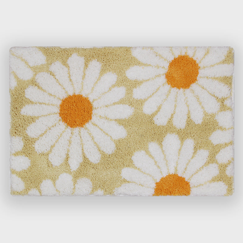 Sweet Daisy Purple Bath Mat 16x24 Inch Non-Slip Bathroom Carpet by Feblilac