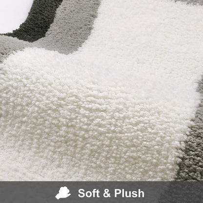 Black Gradient Non-Slip Plush Bathroom Bath Mat with Irregular Shape