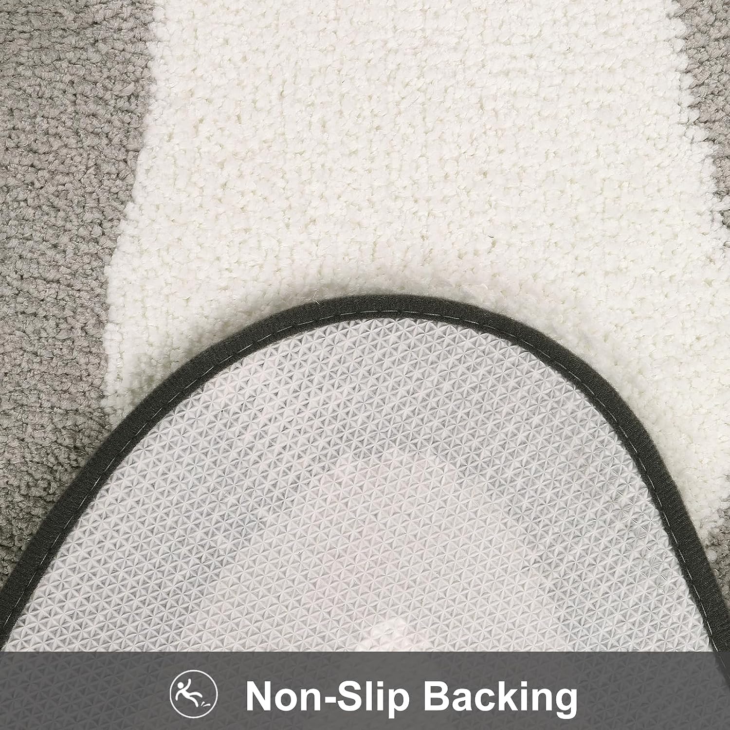 Black Gradient Non-Slip Plush Bathroom Bath Mat with Irregular Shape