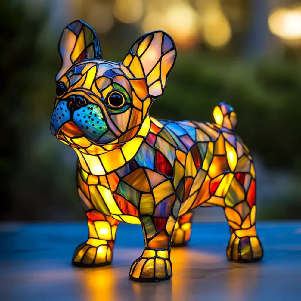 CanineGlow | Charming Colorful Tiffany Style Dog Lamp for Dog Lovers