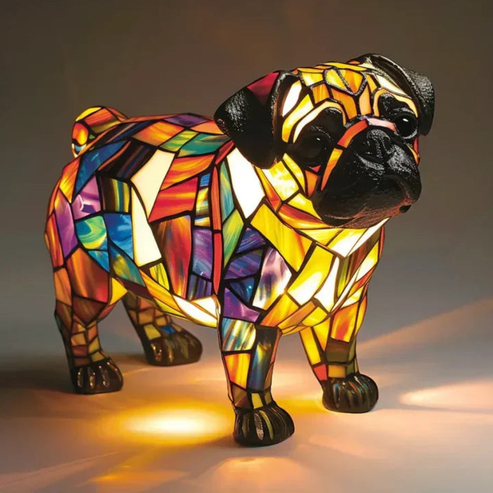 CanineGlow | Charming Colorful Tiffany Style Dog Lamp for Dog Lovers