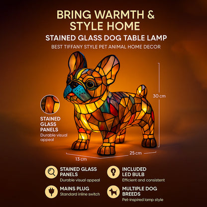 CanineGlow | Charming Colorful Tiffany Style Dog Lamp for Dog Lovers