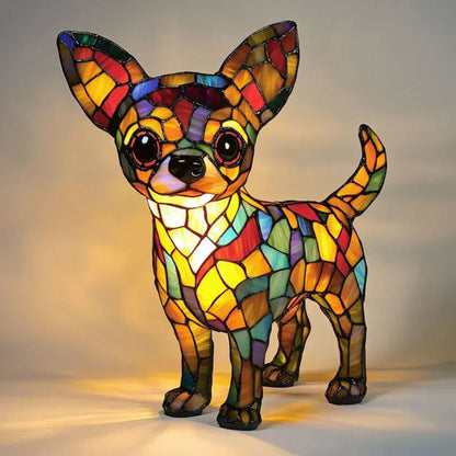 CanineGlow | Charming Colorful Tiffany Style Dog Lamp for Dog Lovers