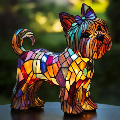 CanineGlow | Charming Colorful Tiffany Style Dog Lamp for Dog Lovers