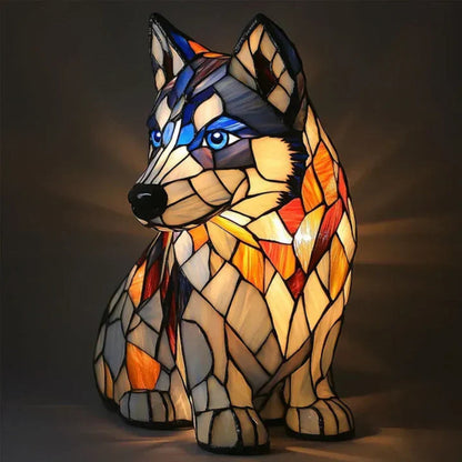 CanineGlow | Charming Colorful Tiffany Style Dog Lamp for Dog Lovers