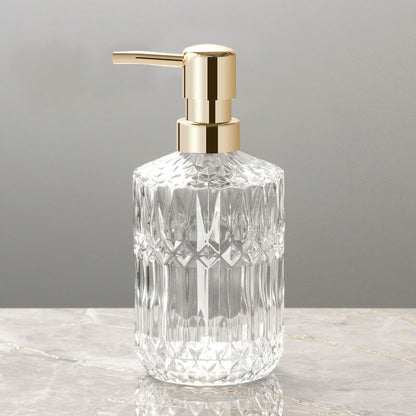 Diamond Pattern Glass Soap Dispenser 390ml Elegant Home Decor