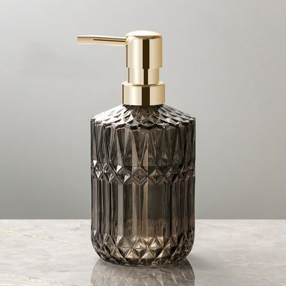 Diamond Pattern Glass Soap Dispenser 390ml Elegant Home Decor