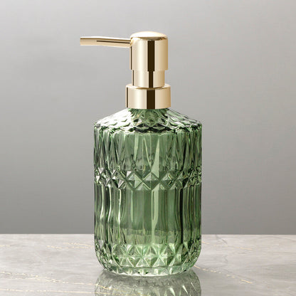 Diamond Pattern Glass Soap Dispenser 390ml Elegant Home Decor