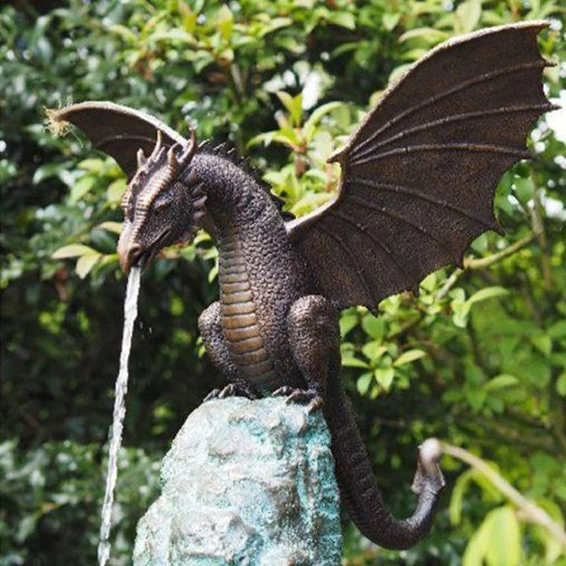Draconis | Fire-Breathing Dragon Fountain Sculpture for Outdoor Decor