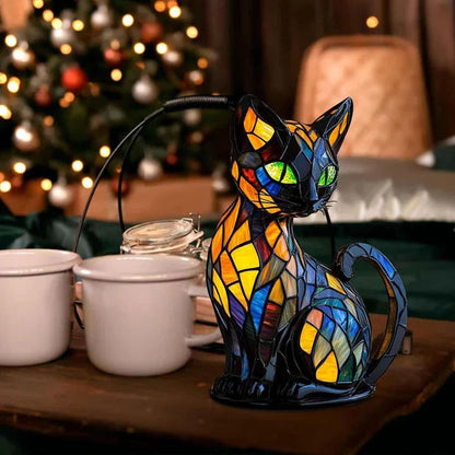 FelineGlow | Charming Artistic Stained Glass Table Lamp for Bedroom or Living Room