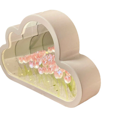 FloraGlow | Elegant Compact LED Floral Infinity Mirror Table Lamp