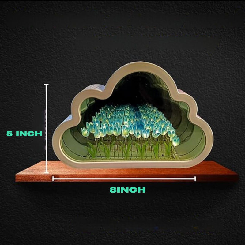 FloraGlow | Elegant Compact LED Floral Infinity Mirror Table Lamp