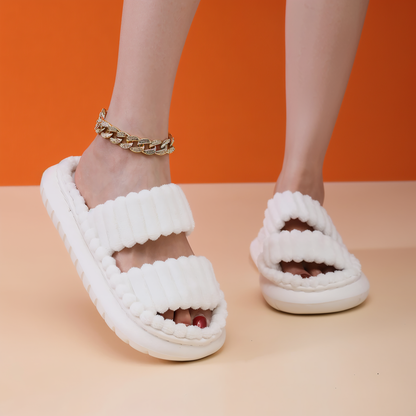 Sofie Plush Cross-Band Slippers with Cozy Lined EVA Sole