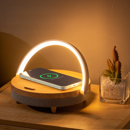 SonoGlow | Modern Multifunctional Table Lamp with Wireless Charger & Speaker