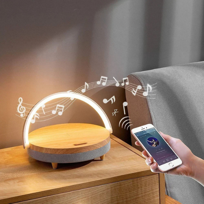 SonoGlow | Modern Multifunctional Table Lamp with Wireless Charger & Speaker