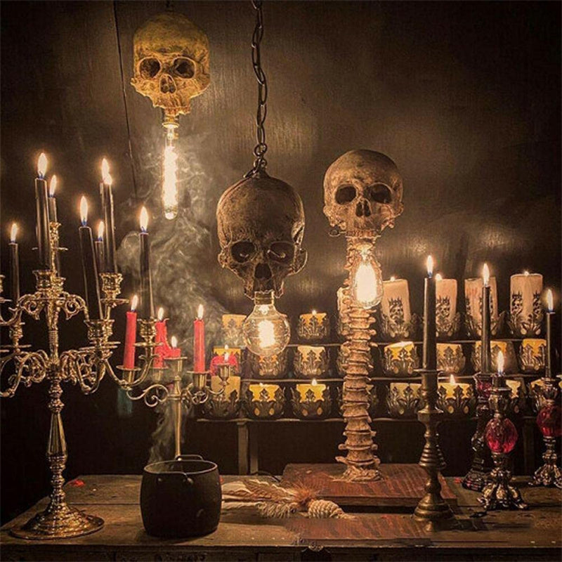 MacabreGlow | LED Skull Spine Table Lamp for Gothic Home Lighting