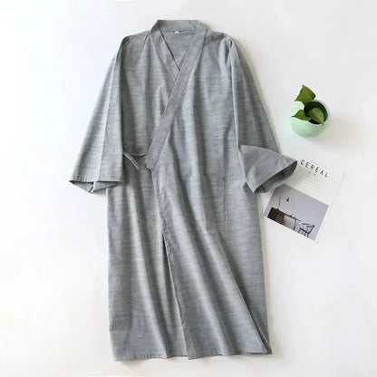 SleepRobe 2024 Cotton Men’s Nightgown – Comfortable Breathable Kimono Style