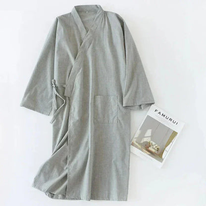 SleepRobe 2024 Cotton Men’s Nightgown – Comfortable Breathable Kimono Style