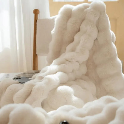 PlushCozy Reversible Faux Fur Winter Blanket – Soft, Warm, Machine Washable Throw