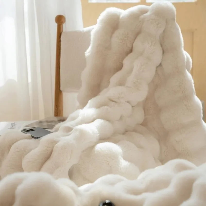 PlushCozy Reversible Faux Fur Winter Blanket – Soft, Warm, Machine Washable Throw