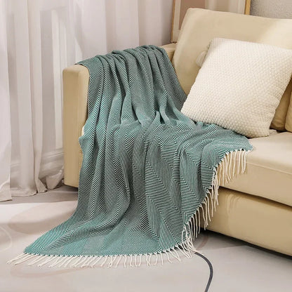 Nordic Stripes Cotton Throw Blanket for Sofa – Lightweight, All-Season Cozy Couch Cover