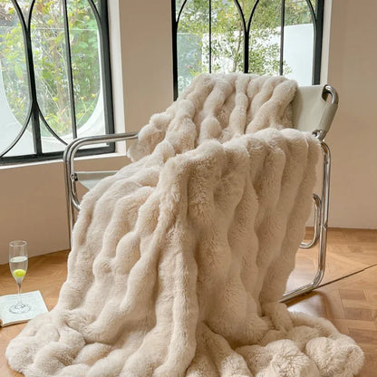 PlushCozy Reversible Faux Fur Winter Blanket – Soft, Warm, Machine Washable Throw