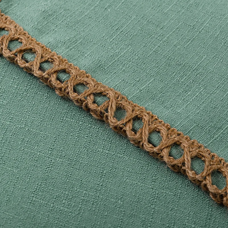 French Style Colorful Linen Blend Pillowcases with Braid Trim