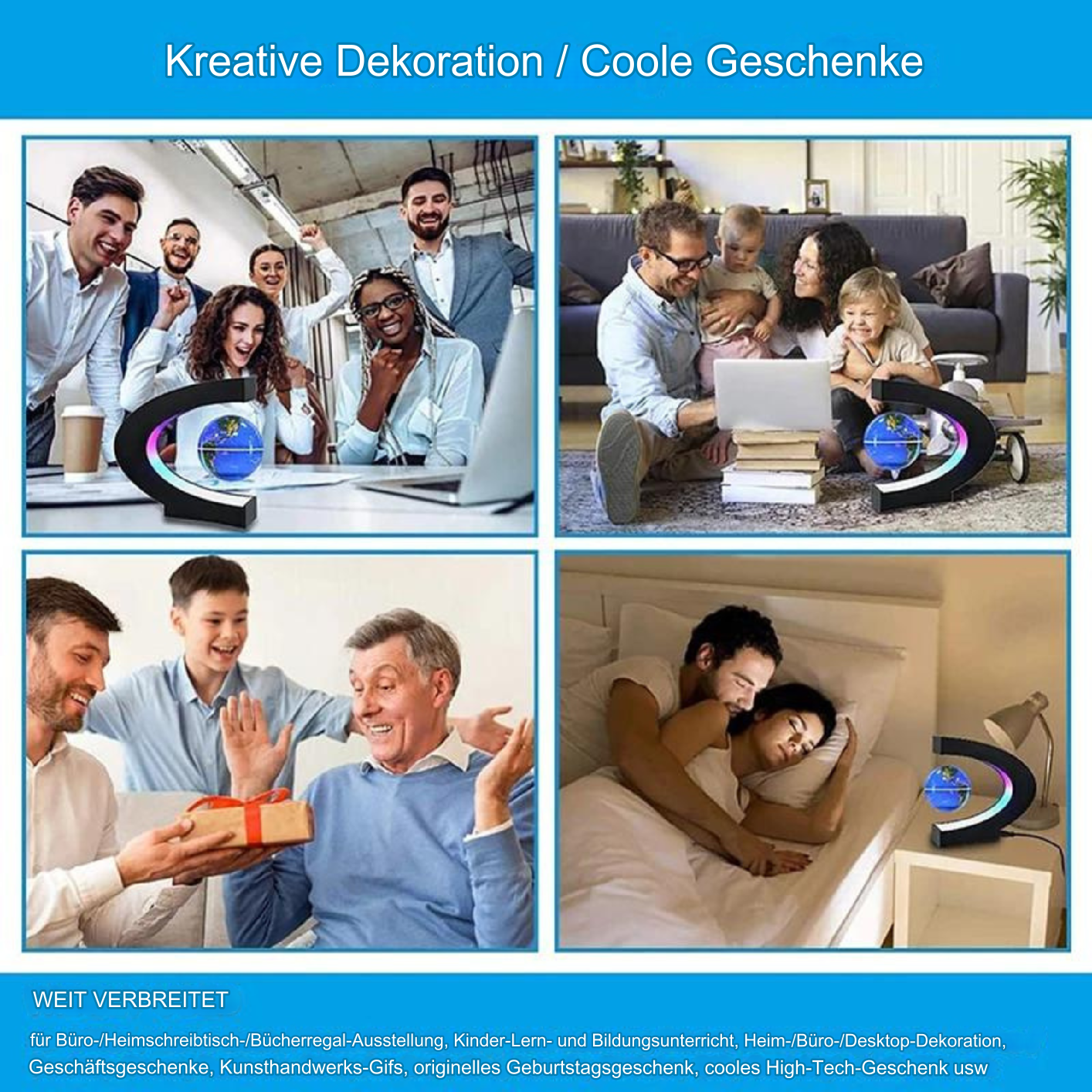 TerraGlobe | Floating Magnetic LED World Map Lamp with Levitating Display