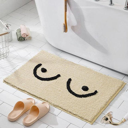 Anti-Slip Plush Bath Mat with Breast Design, Quick-Drying and Comfortable