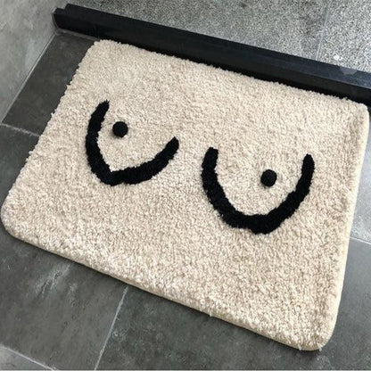 Anti-Slip Plush Bath Mat with Breast Design, Quick-Drying and Comfortable